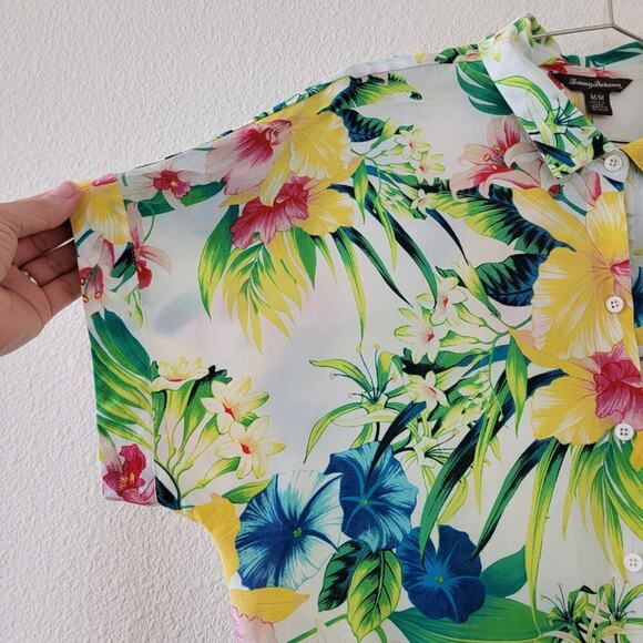 Tommy Bahama Floral Silk Blouse Womens Size M Multicolor Button Down Lightweight - Picture 3 of 10